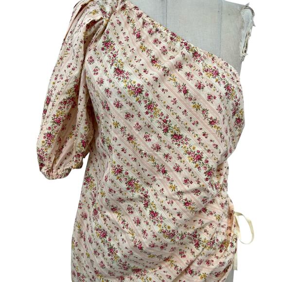 Petersyn Abigail One Shoulder Blouse Top Floral Print Pink Size Medium - Picture 4 of 13